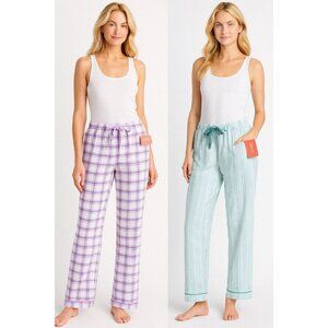 State of Day Women’s Pajama Pants Bundle Plaid Lavender & Mint Stripe NWT
